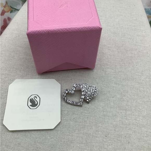 Swarovski Silver Double Heart Brooch - Picture 9 of 9